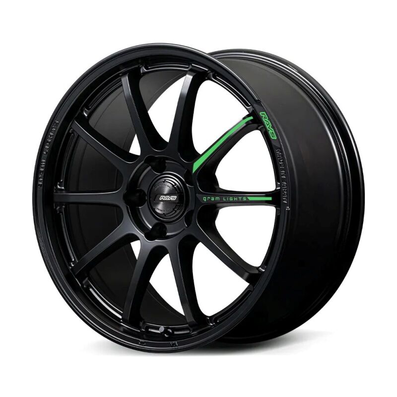 Gram Lights 57NR LIMITED II 18x9.5 +38 5-114.3 Semigloss Black Wheel w/ Black Cap/Stickers/Air Valve-thumbmail-5