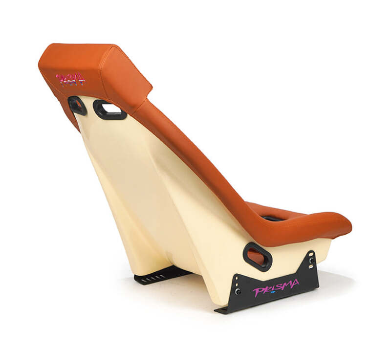 NRG GT Retro Bucket Seat - Brown PVC Leather Brown Stitching Off-White Fiberglass Back-thumbmail-2