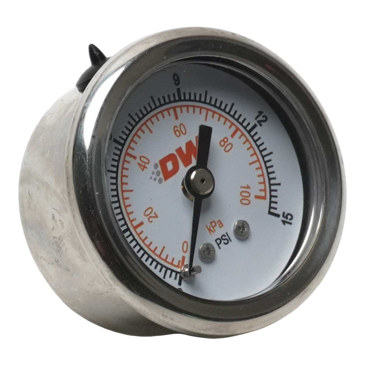 DeatschWerks Carburetor Fuel Pressure Gauge - White Face w/ DW Logo — 6-01-G3 — product view 1