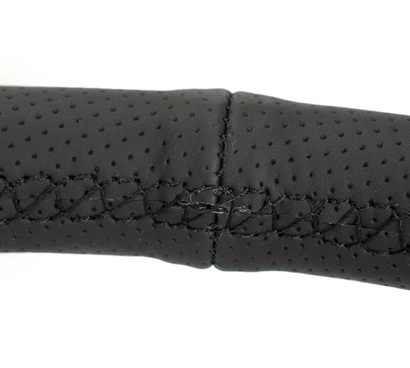 NRG Reinforced Stealth Wheel (380mm) 3 Spoke Center 1in Deep Dish - Perforated Leather Black Stitch-thumbmail-3