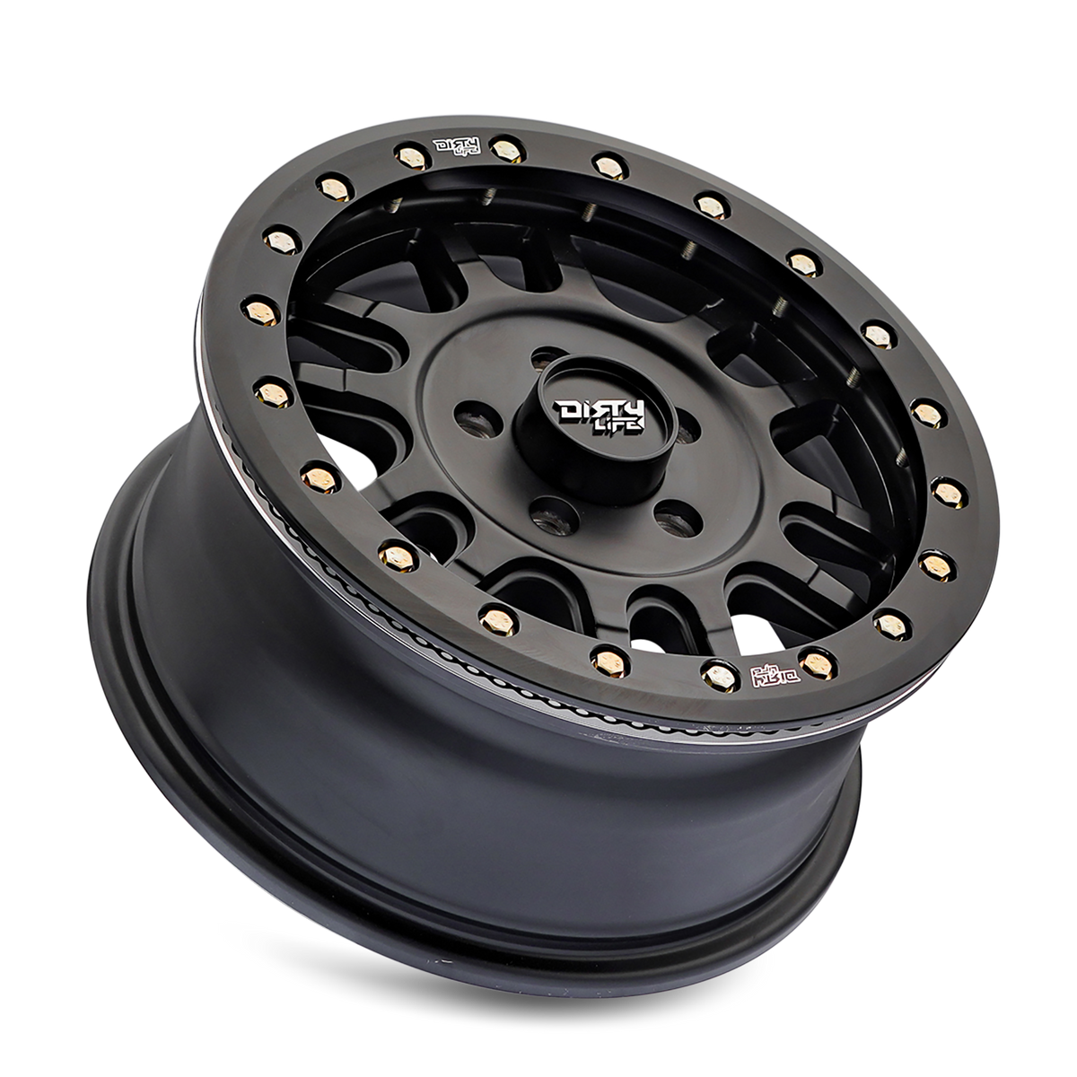 Dirty Life 9309R-57101MB Canyon Pro SXS matte black beadlock wheel angled view