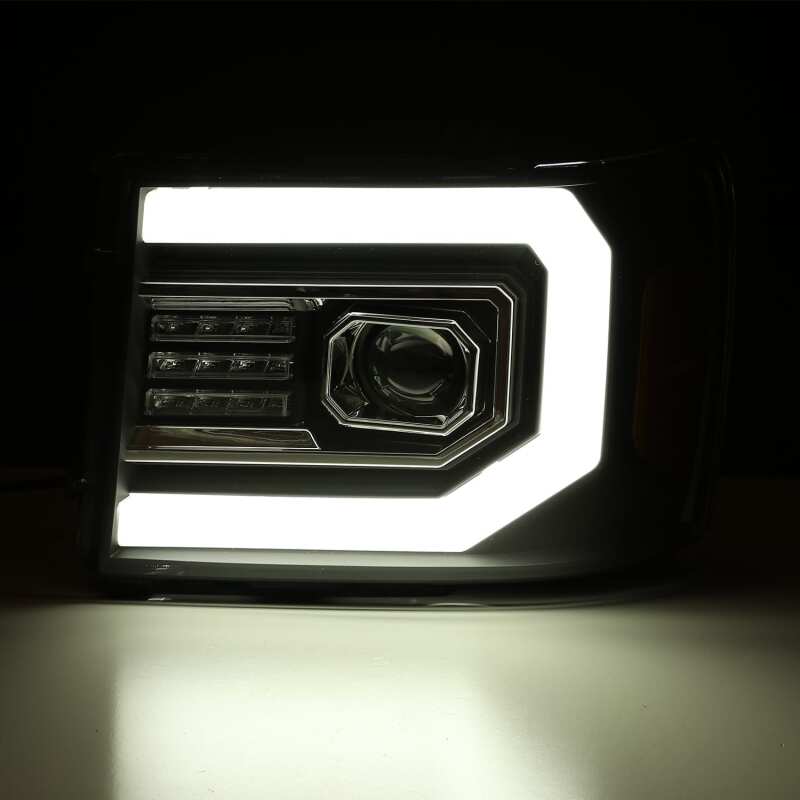 AlphaRex 07-13 GMC Sierra 1500 (No Clsc) LUXX-Series LED Proj HL Jet Blk w/Actv Lgt & Seq.Sig / DRL-thumbmail-5