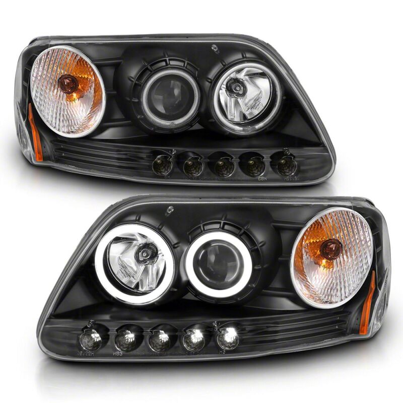 Raxiom 97-03 Ford F-150 Super White LED Halo Projector Headlights- Black Housing- Clear Lens-thumbmail-1