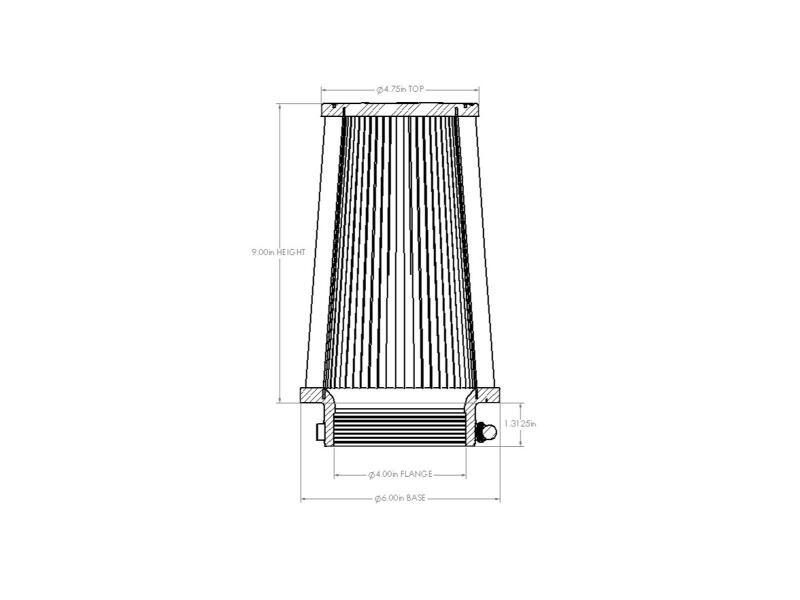 aFe POWER Universal Clamp-On Air Filter w/ D2 Dura-Dry Media - 4in F x 6in B x 4-3/4in T x 9in H-thumbmail-7