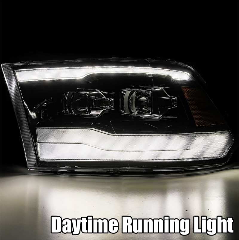 AlphaRex 09-18 Dodge Ram 1500HD PRO-Series Proj Headlights Plank Style Black w/Seq Signal/Smoked DRL-thumbmail-6