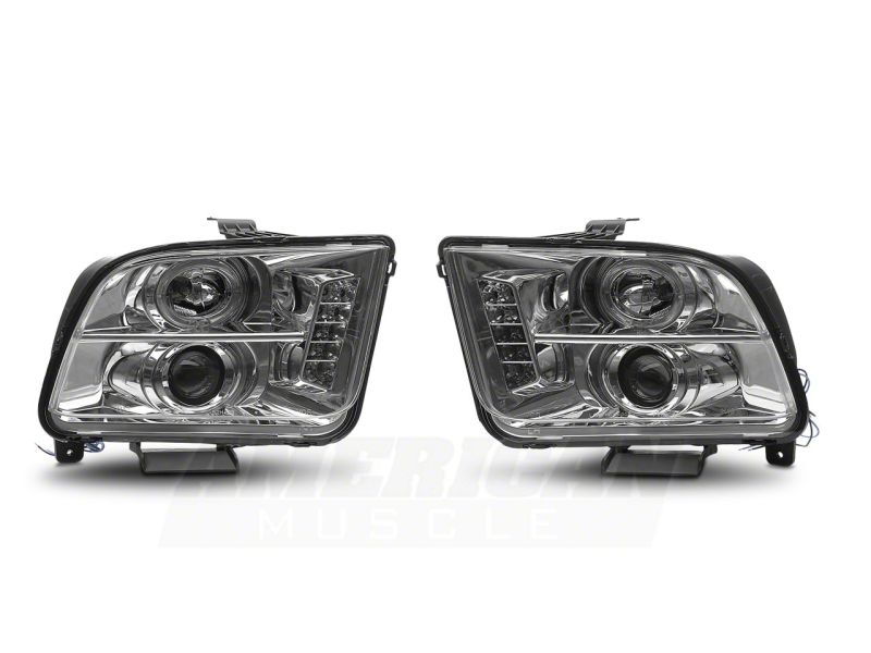 Raxiom 05-09 Ford Mustang Excluding GT500 LED Halo Projector Headlights- Chrome Housing (Clear Lens)-thumbmail-8