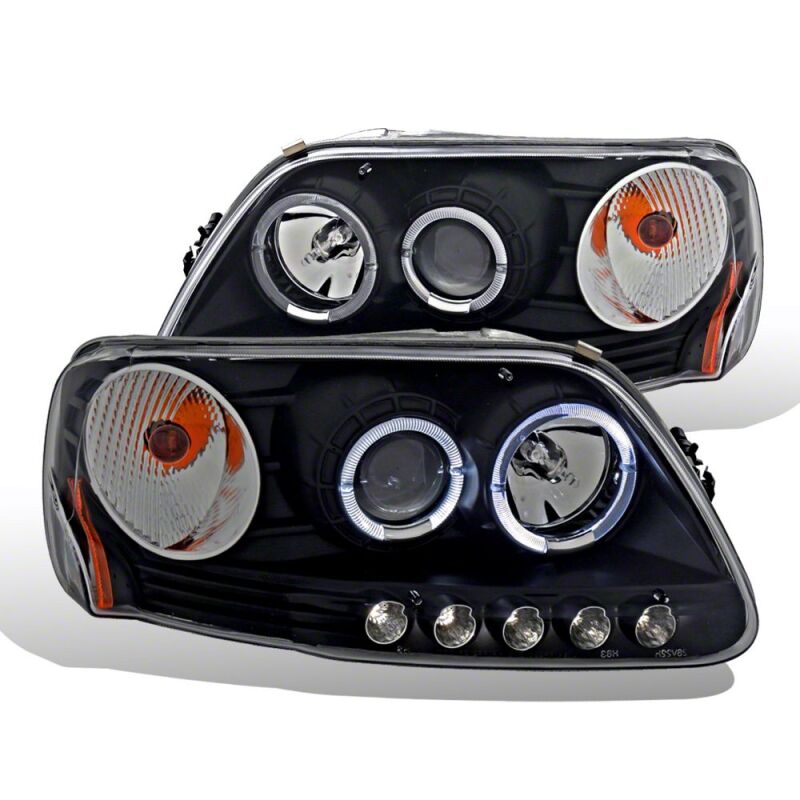 Raxiom 97-03 Ford F-150 LED Halo Projector Headlights- Black Housing- Clear Lens-thumbmail-1