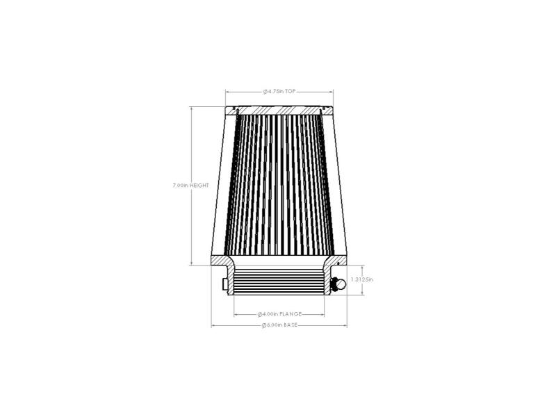 aFe POWER Universal Clamp-On Air Filter w/ D2 Dura-Dry Media - 4in F x 6in B x 4-3/4in T x 7in H-thumbmail-7