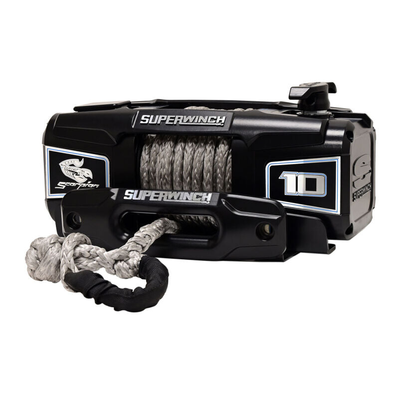 Superwinch 10000 LBS 12V DC 3/8in x 54ft Synthetic Rope Scorpion 10000SR Winch - Black Powdercoat-thumbmail-6