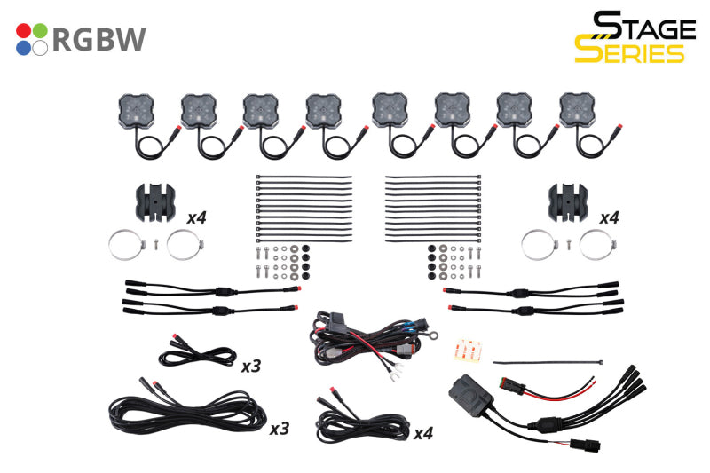 Diode Dynamics Stage Series SXS Rock Light Installer Kit - RGBW M8 w/Controller (8-pack)-thumbmail-8