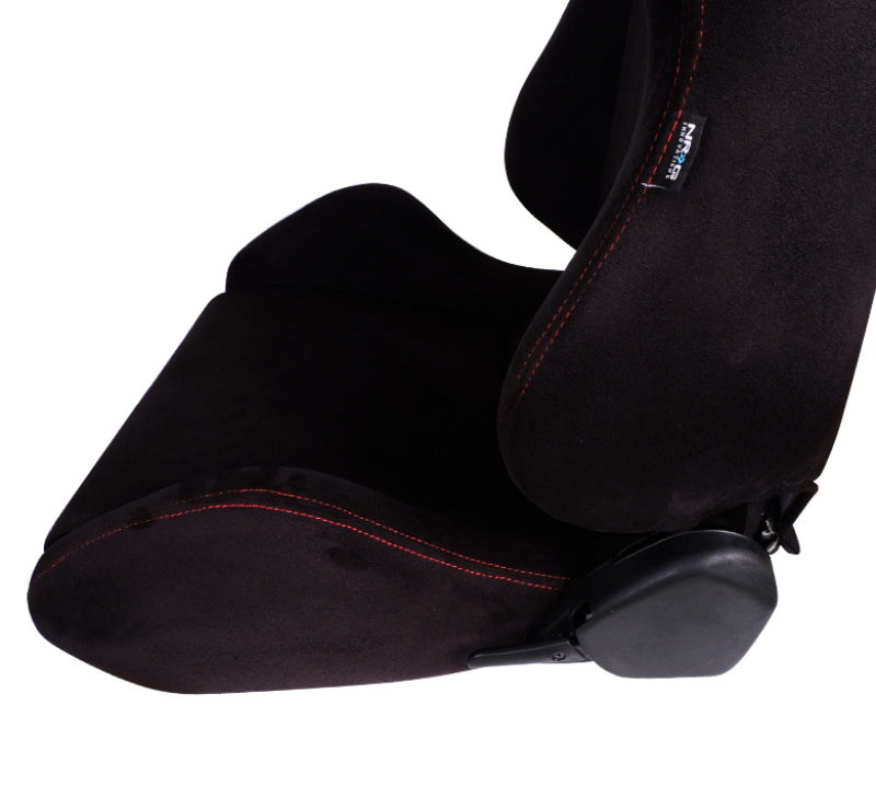 NRG Sport Seats (Pair) Type-R Suede w/NRG Logo - Black w/Red Stitching-thumbmail-4