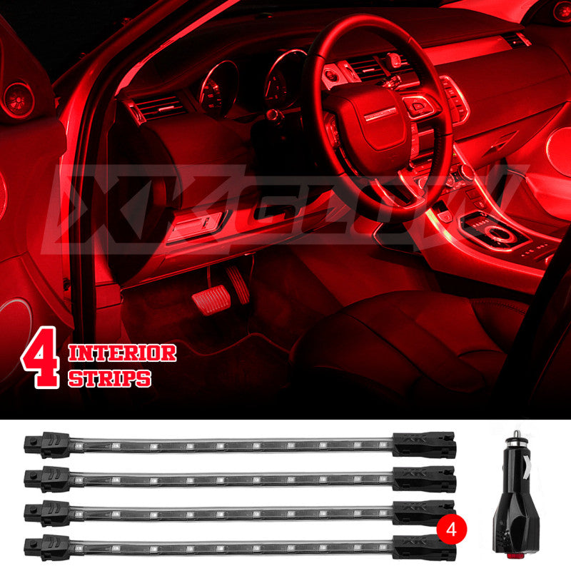 XK Glow Strip Single Color XKGLOW UnderglowLED Accent Light Car/Truck Kit Light Blue - 4x8In-thumbmail-2