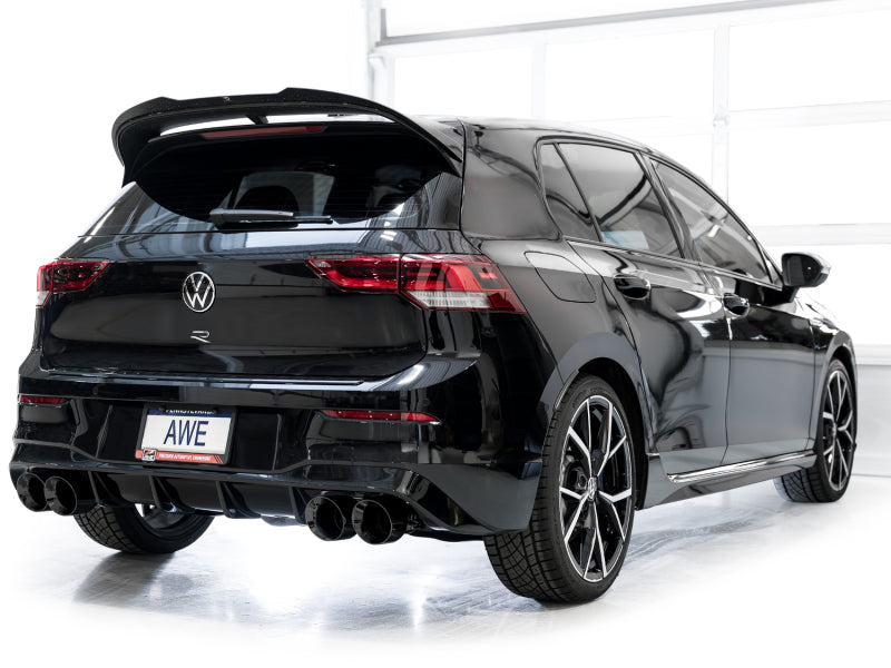 AWE MK8 Volkswagen Golf R 3in Touring Edition Quad Exhaust - Diamond Black Tips-thumbmail-9