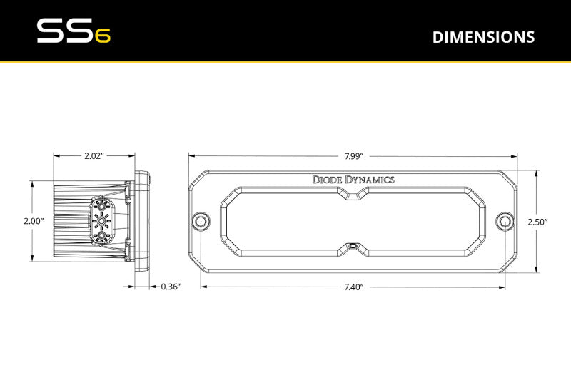 Diode Dynamics SS6 Sport Yellow Flood Flush ABL (pair) 3000K-thumbmail-5