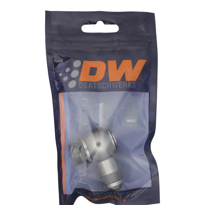 DeatschWerks 8AN ORB Male to 8AN Male Flare Low Profile 90-Degree Swivel - Anodized DW Titanium-thumbmail-2
