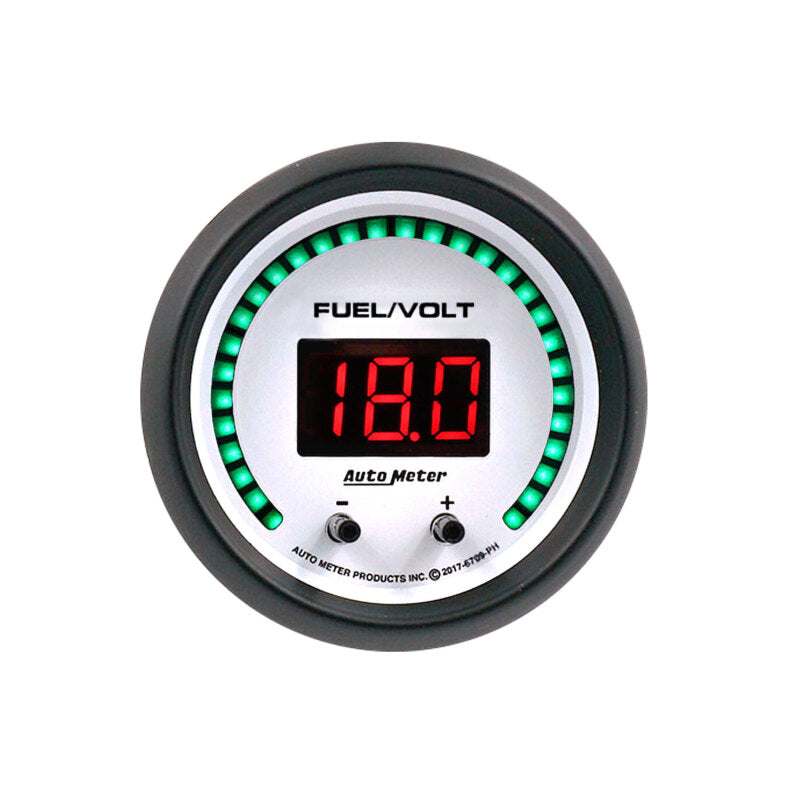 Autometer 52.4mm White Switchable 0-100 Fuel Level/8-18V Voltmeter Phantom Elite Digital Gauge-thumbmail-2