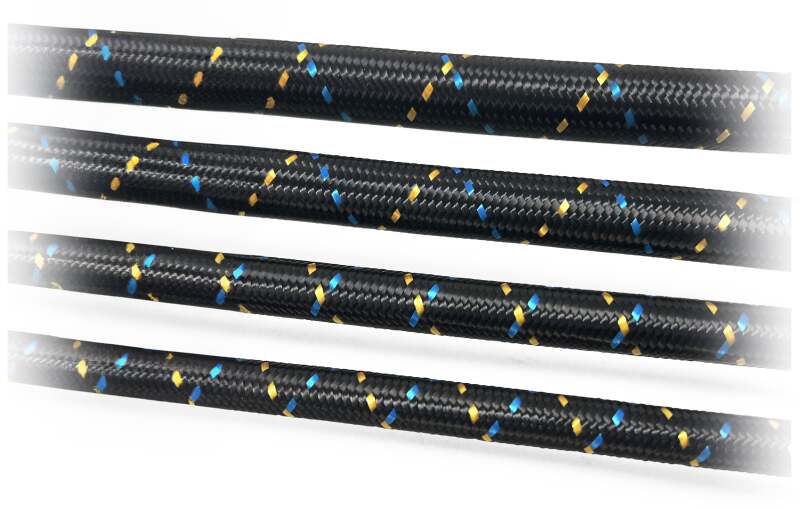 GReddy AN04 REUSABLE HOSE NYLON BRAIDED BLACK/GOLD/BLUE (PRICE PER FOOT)-thumbmail-1