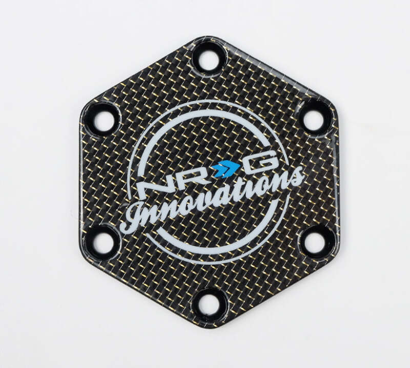 NRG Carbon Fiber w/ Chrome Gold Texalium Fabrics Horn Delete Button Circular Logo Front/ Back-thumbmail-2