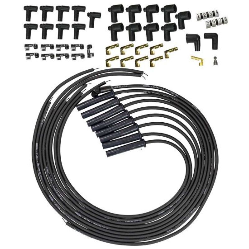 Moroso Universal HEI/Non-HEI Style Caps Ultra 350 8mm Multi-Angle Boot Spark Plug Wire Set - Black-thumbmail-1