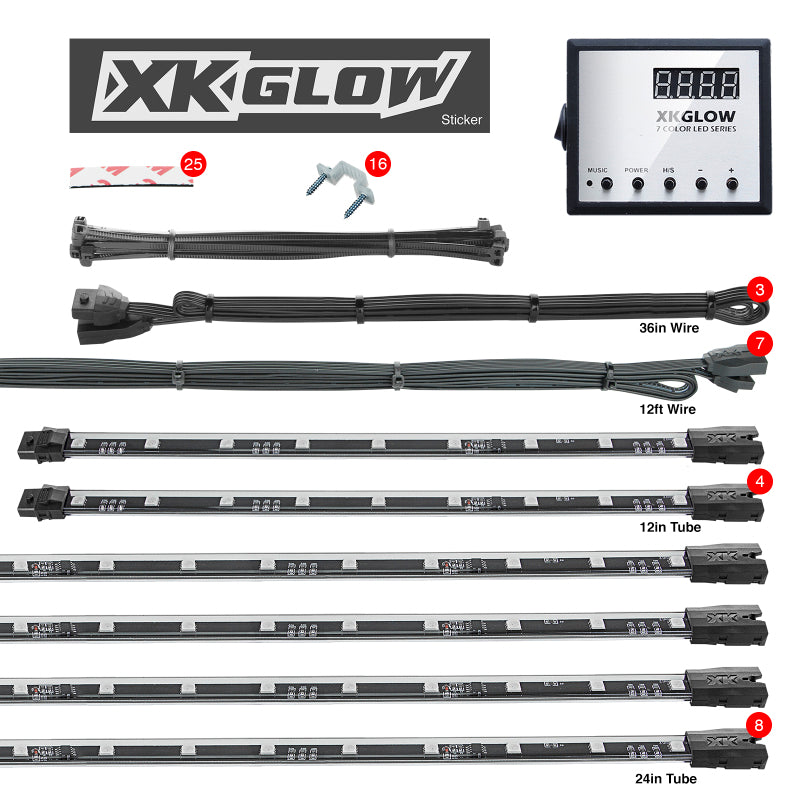 XK Glow 3 Million Color XKGLOW LED Accent Light Car/Truck Kit 8x24In + 4x12In Tubes-thumbmail-2