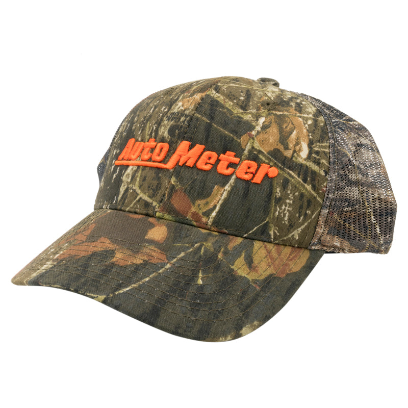 Autometer Hat Mesh Black w/ Velcro Hunting Camo Blaze Orange-thumbmail-3