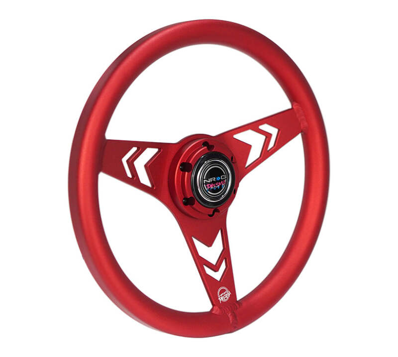 NRG Aluminum Steering Wheel 330mm - Arow Cutout - Ergonomic Grip - Anadized Red-thumbmail-3