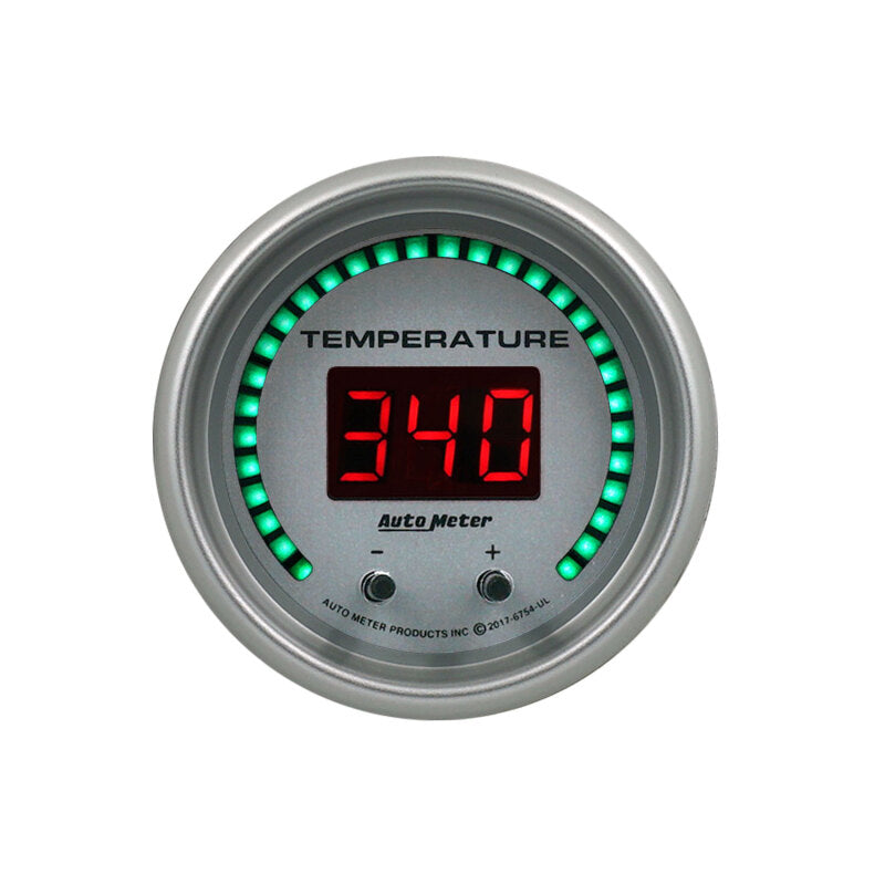 Autometer 52.4mm Silver Switchable 60-340 Degrees F/40-170 Degrees C Ultra-Lite Elite Digital Gauge-thumbmail-2