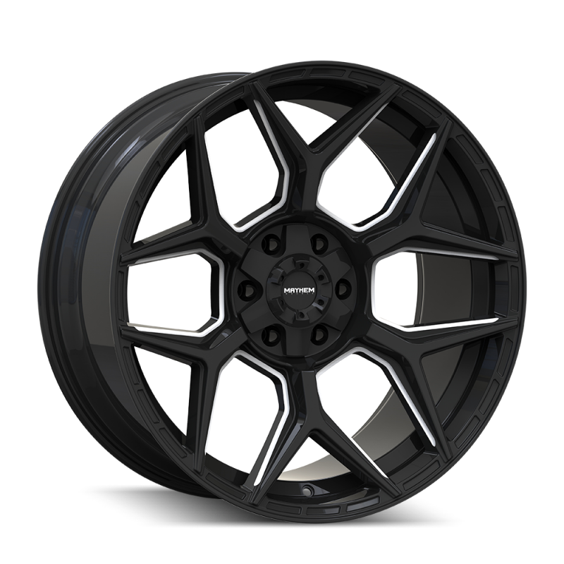 Mayhem Vanquish 8119 22x10 / 6x135/6x139.7 / -19mm Offset / 106.1mm  Hub - Gloss Black Milled-thumbmail-1