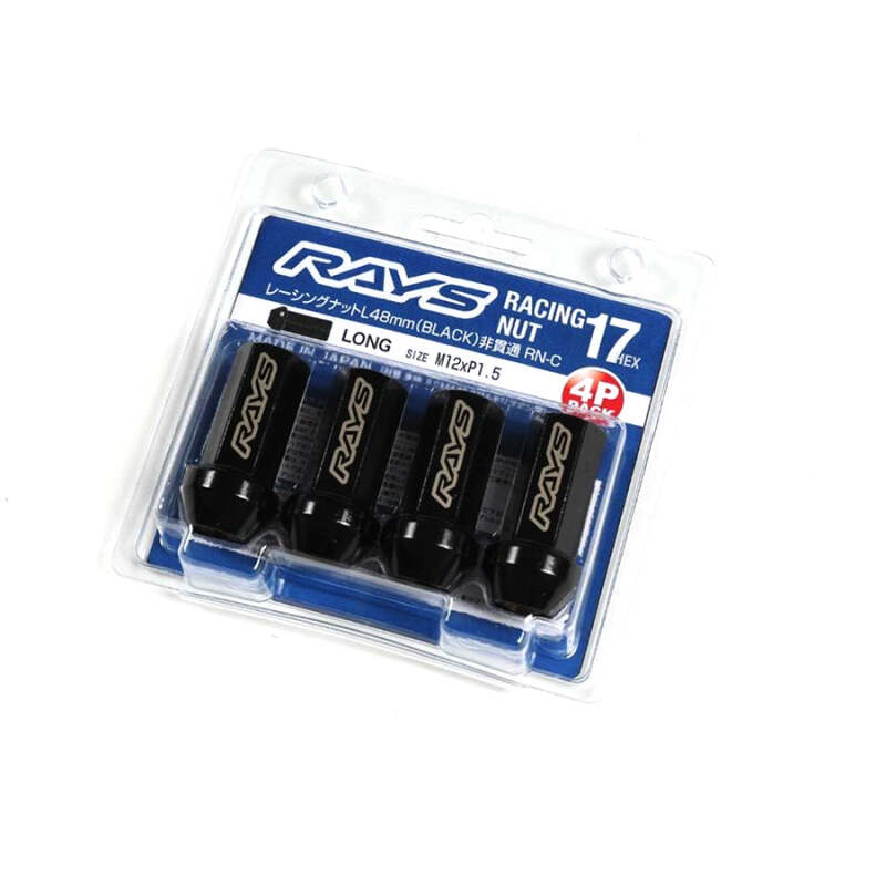 Rays 17HEX Racing Nut 12x1.5 Set L48 (Closed End) (4 PCS) - Black Chromate-thumbmail-2