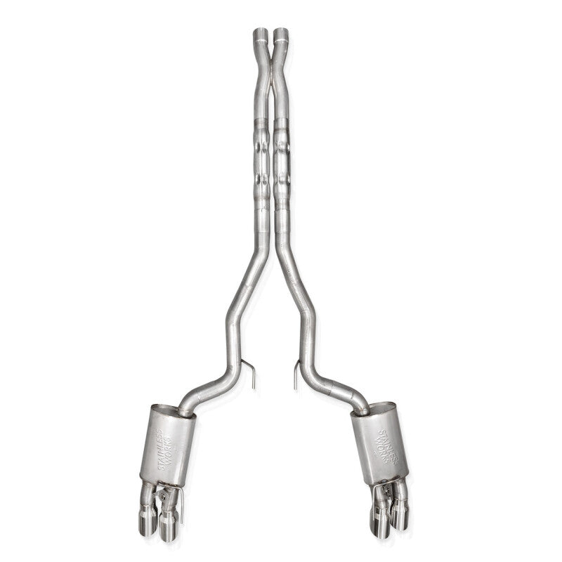 Stainless Works 2024 Mustang GT Catback Quad Tips Legend Sound X-Pipe Factory Connect Exhaust-thumbmail-1