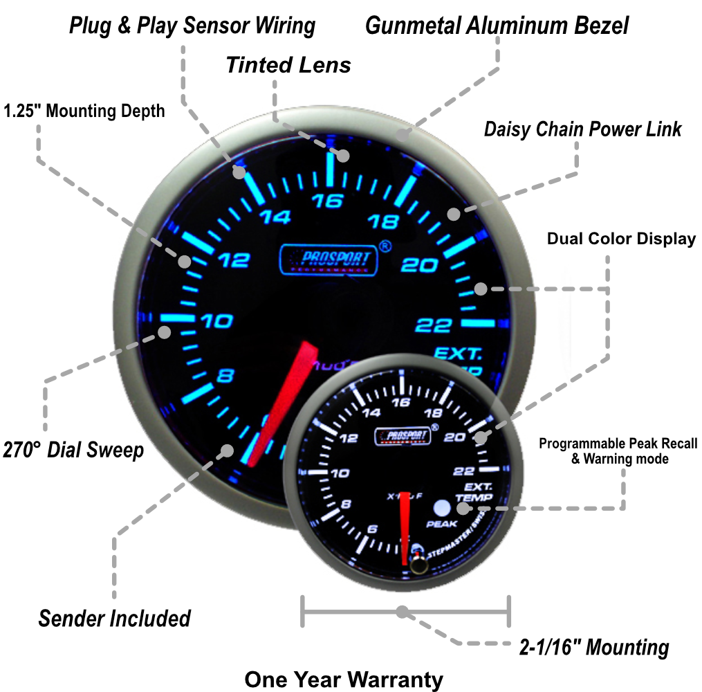 2-1/16" Premium EGT Gauge Blue/White-thumbmail-3