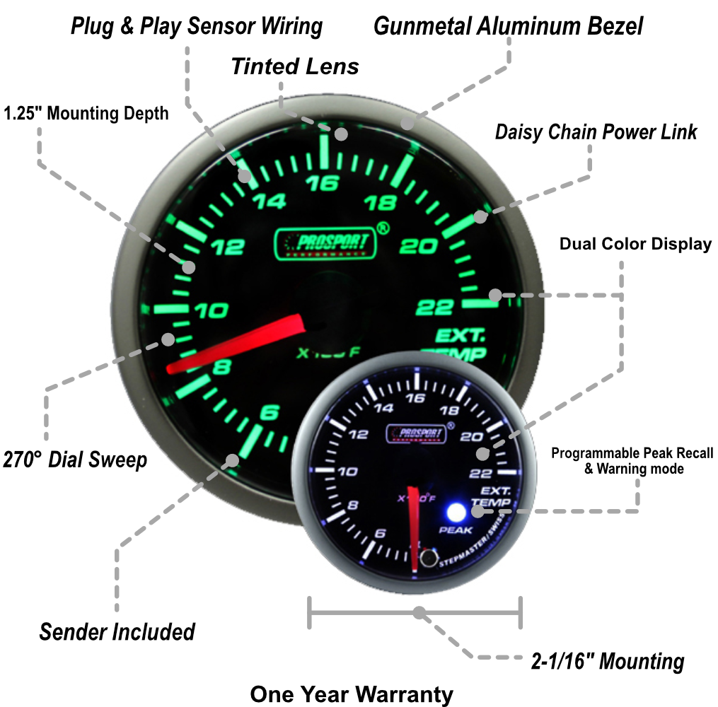2-1/16" Green/White Premium EGT Gauge-thumbmail-2