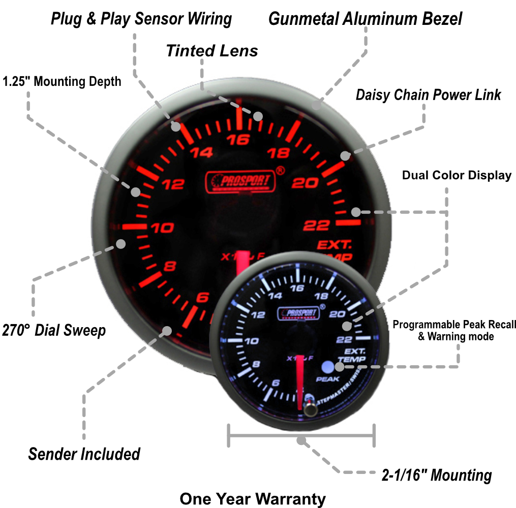 2-1/16" Premium Amber / White EGT Gauge-thumbmail-2