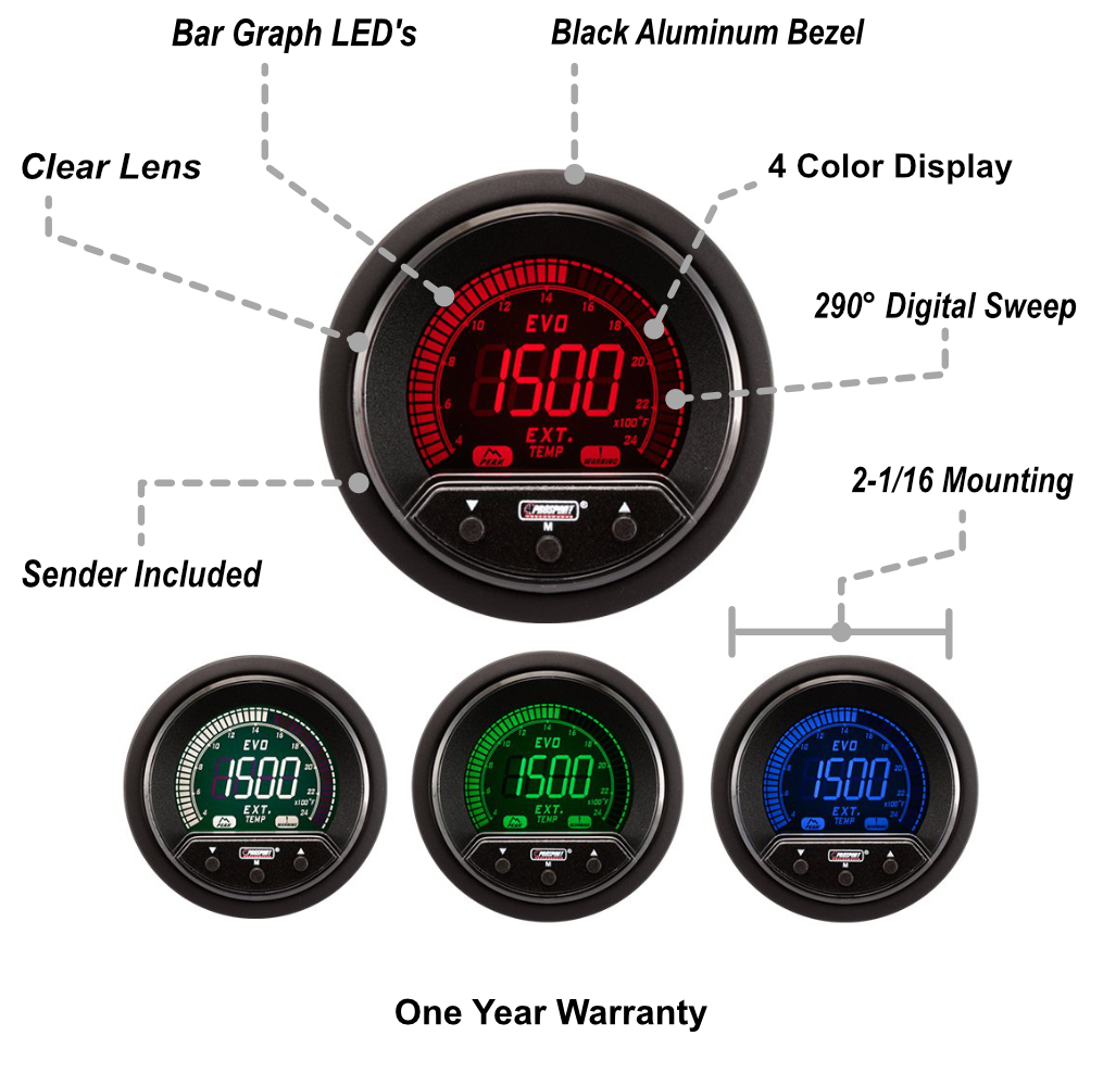 2-1/16" Premium Evo Electrical Exhaust Gas Temperature Gauge-thumbmail-2