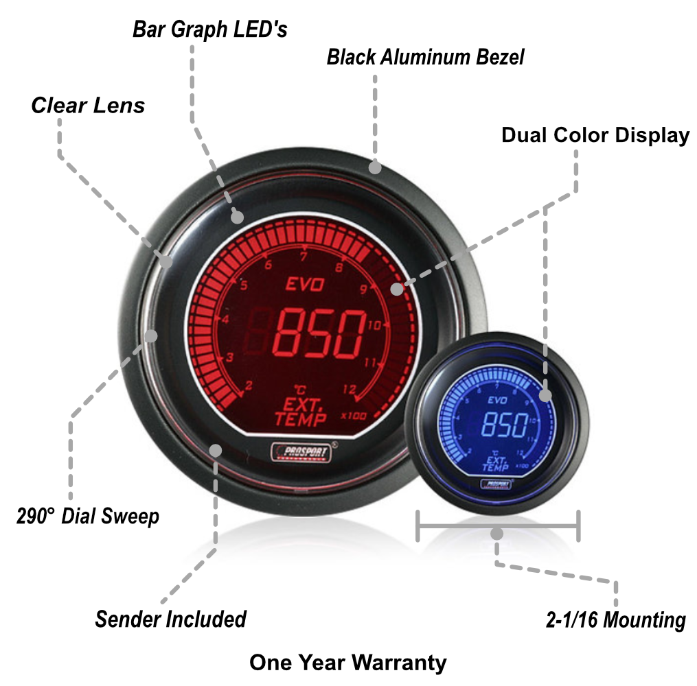 2-1/16" Evo Electrical Exhaust Gas Temperature Gauge-Celsius-thumbmail-2