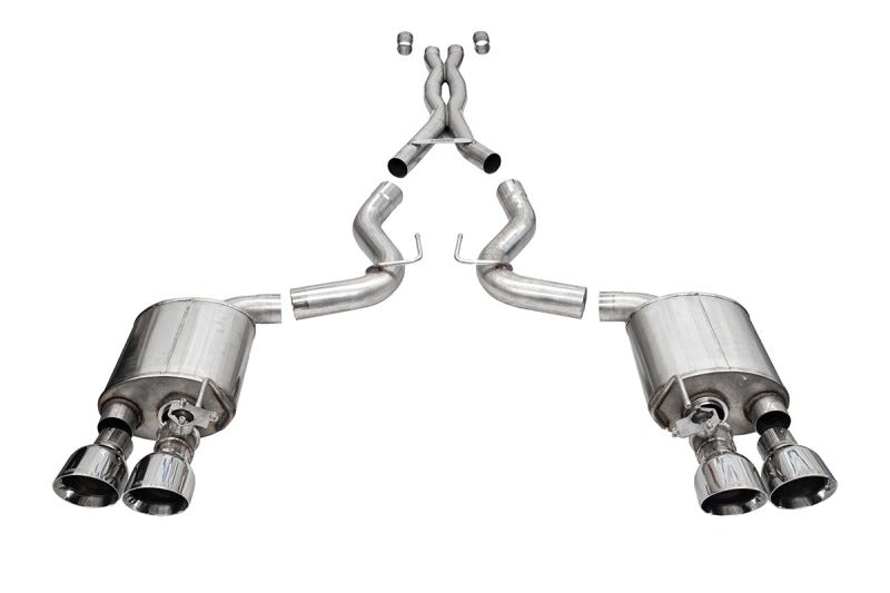 Corsa 20-22 Ford Mustang GT500 3.0in Dual Rear Exit Catback w/ Twin 5.0in Polish Slash Cut Pro Tips-thumbmail-1