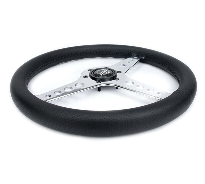 NRG Light Weight Gaming Steering Wheel - Driftz 350mm 3 Chrome Spokes Perforated Leather-thumbmail-4