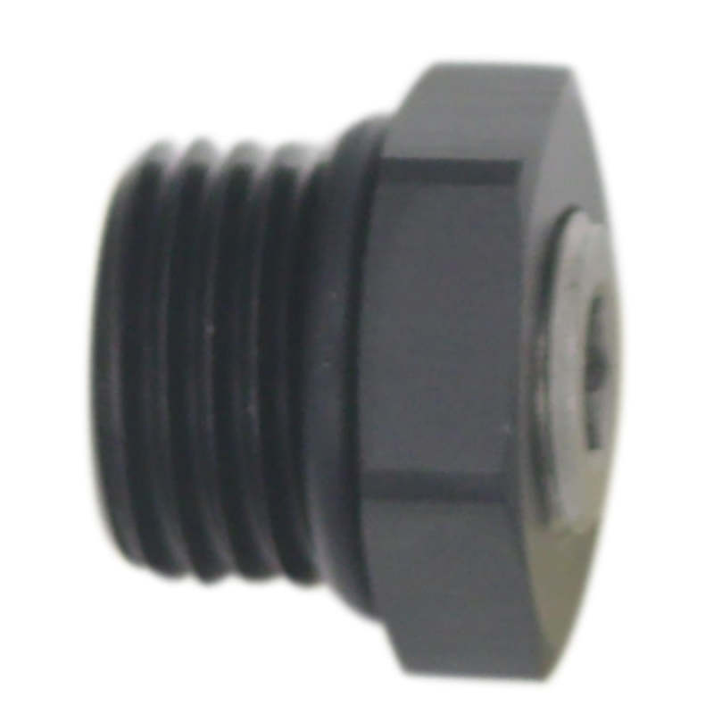 DeatschWerks 6AN ORB Male Plug Fitting with 1/8in NPT Gauge Port - Anodized Matte Black-thumbmail-1
