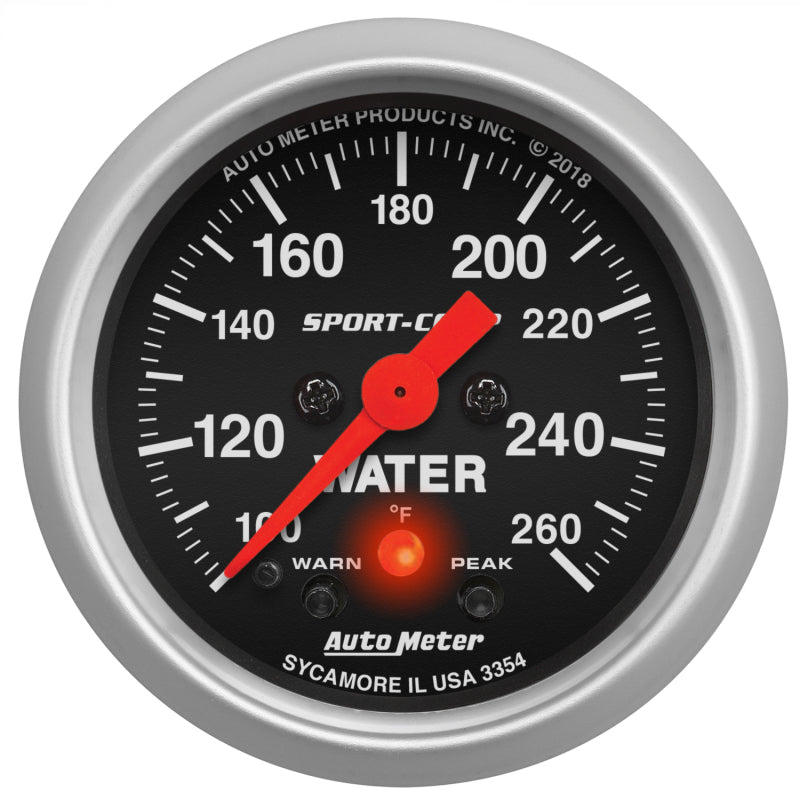 Autometer 2-1/16in 260 Deg Water Temp Gauge Digital Stepper Motor w/Peak & Warn - Sport-Comp-thumbmail-1