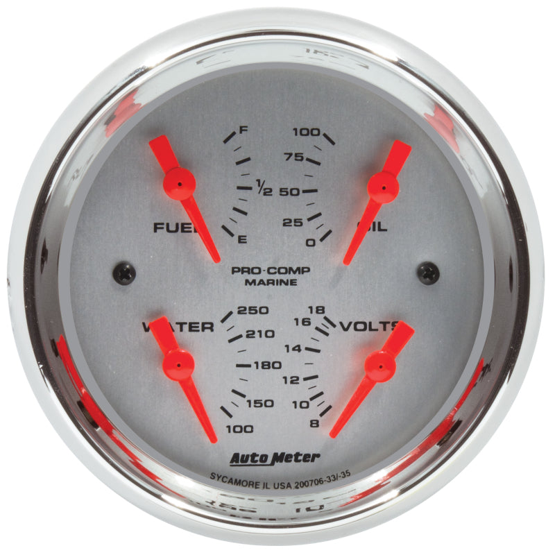 Autometer Marine Chrome 3-3/8in Gauge - 100PSI-thumbmail-1