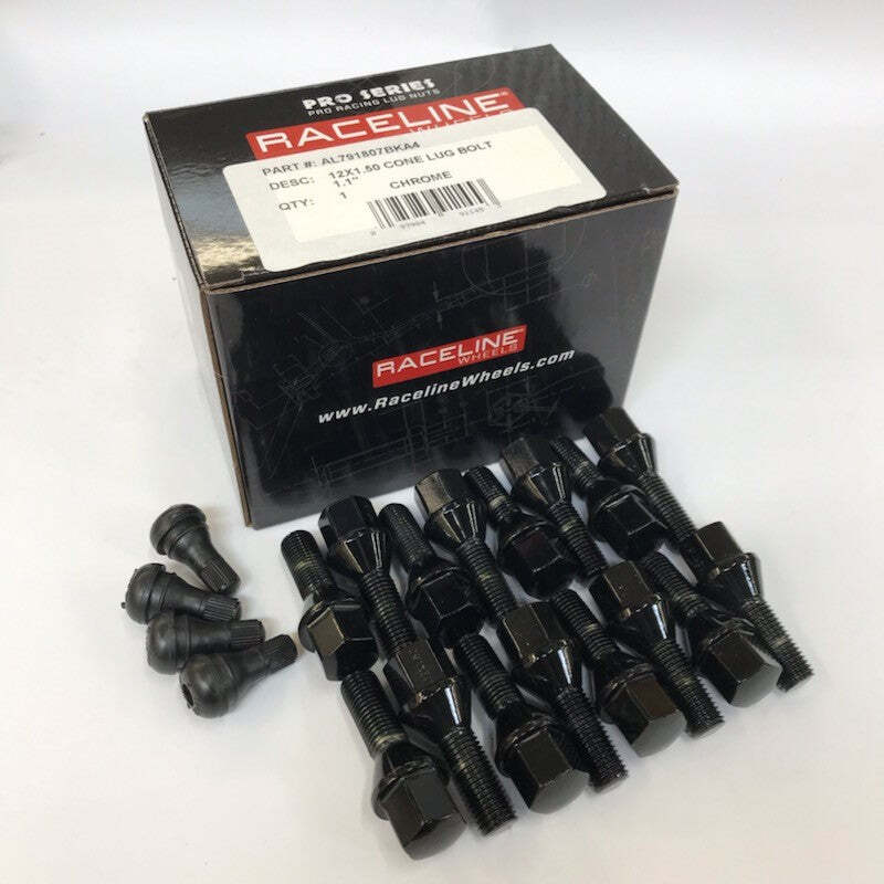Raceline 12x1.50 1.1in Black Lug Bolts-thumbmail-1