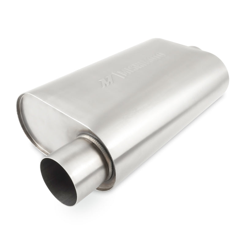 Mishimoto Universal Muffler with 3.0in Offset Inlet/Outlet - Brushed-thumbmail-1
