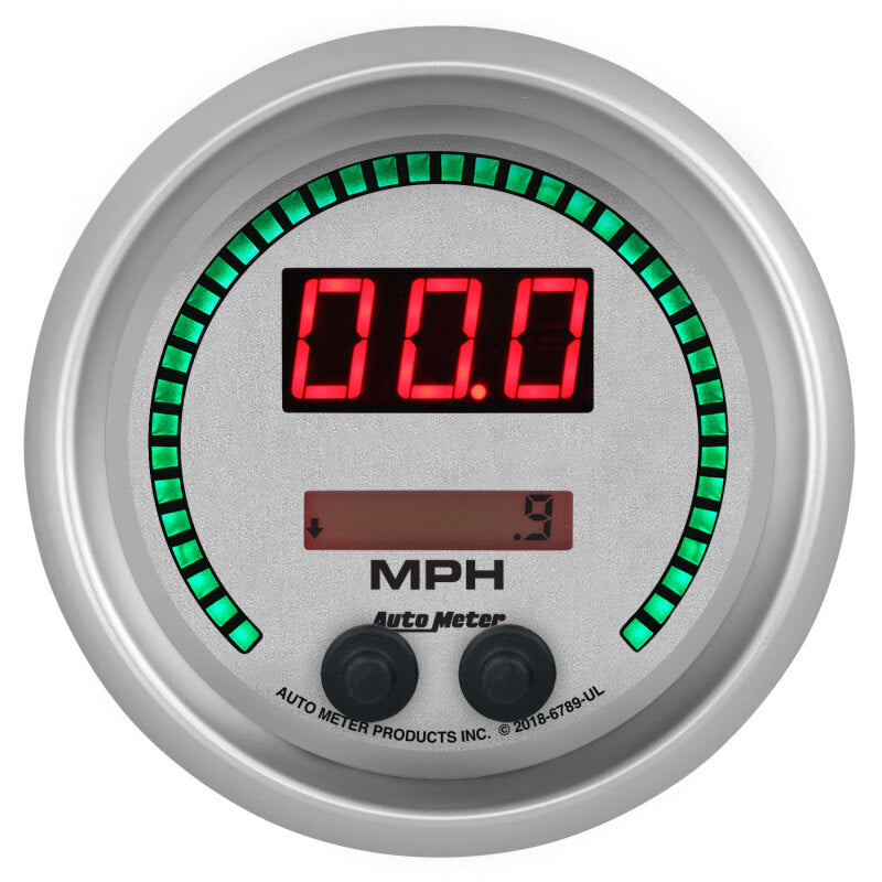 Autometer 85.7mm Silver Switchable 260 MPH / 260 KM/H Speedometer Ultra-Lite Elite Digital Gauge-thumbmail-2