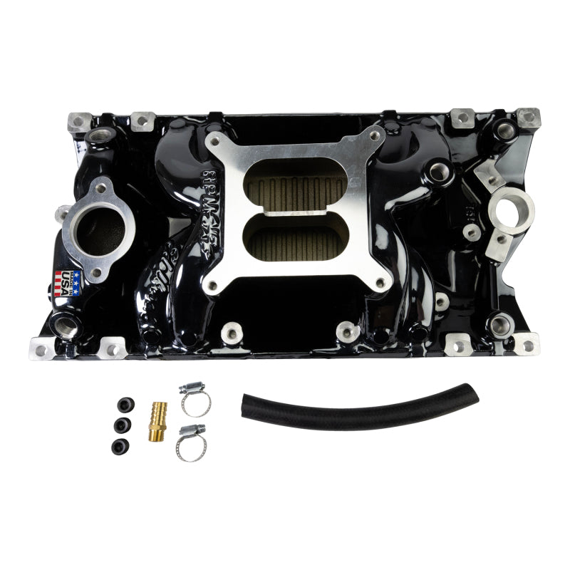 Edelbrock RPM Air-Gap Manifold for Small-Block Chevy Vortec - Black Plasma Finish-thumbmail-4
