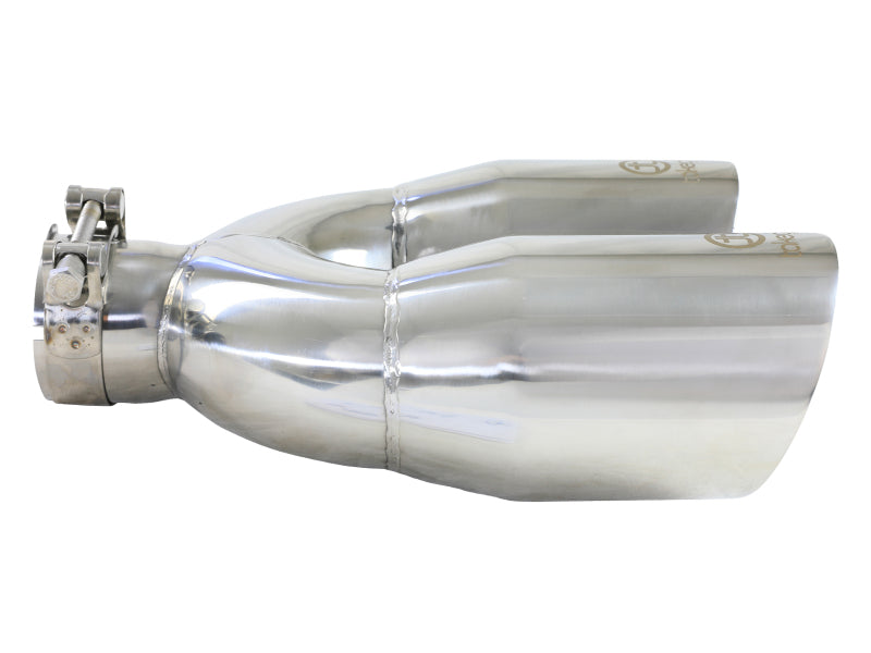 aFe Takeda 2.5in 304 Stainless Steel Clamp-on Tip Passenger Side 2.5in Inlet 4inDual - Polished-thumbmail-5