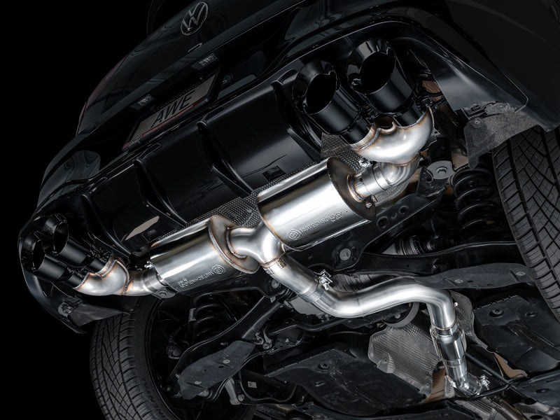 AWE MK8 Volkswagen Golf R 3in Touring Edition Quad Exhaust - Diamond Black Tips-thumbmail-10