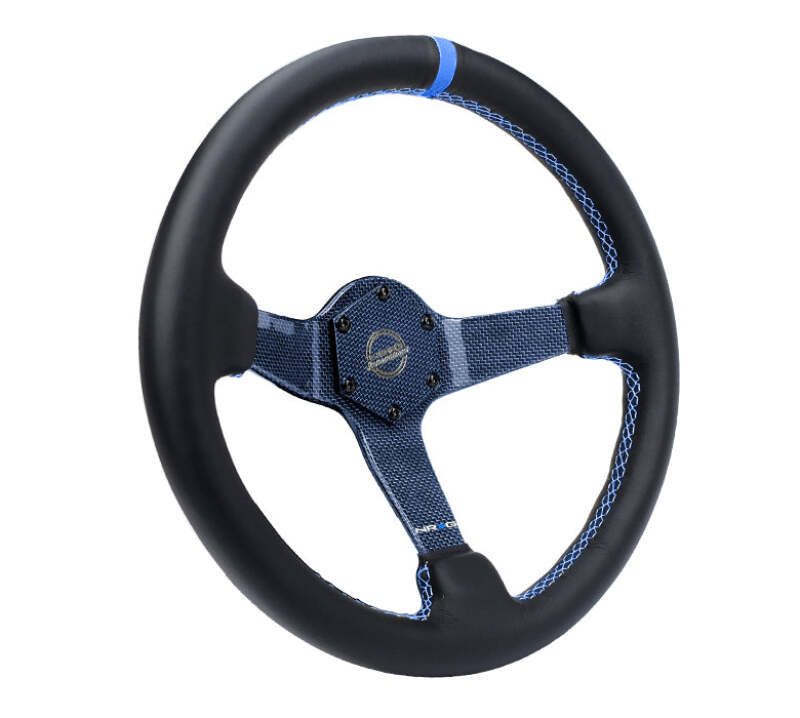 NRG Reinforced Steering Wheel (350mm) Blue Carbon Fiber Center - Blue Stitching & Center Mark-thumbmail-3
