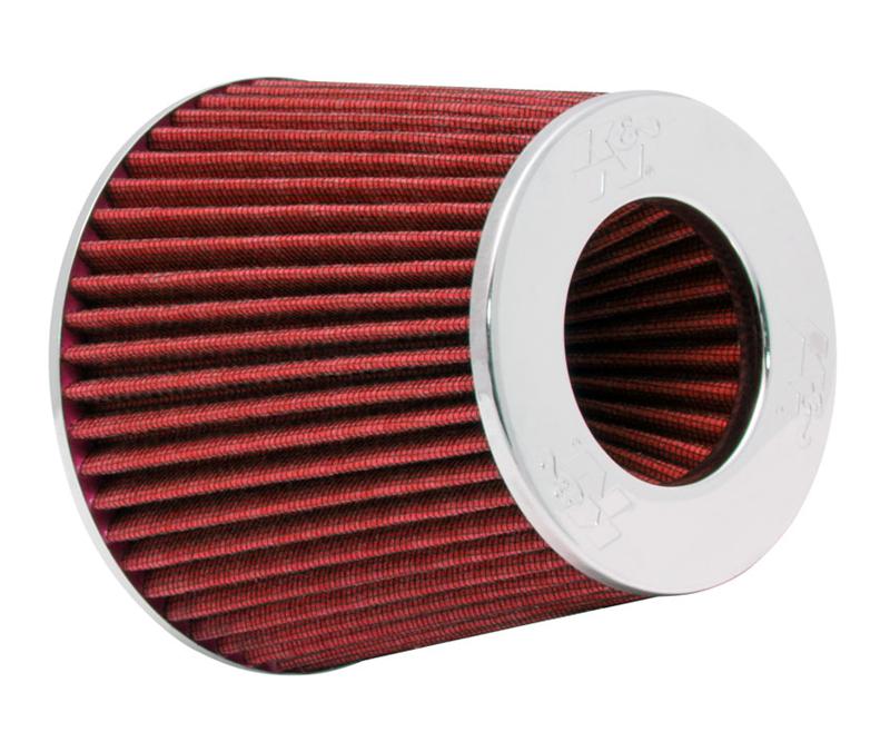 K&N Universal Air Filter Chrome Round Tapered Red - 4in ID x 1.125in L x 5.5in H (Multi Lingual)-thumbmail-2