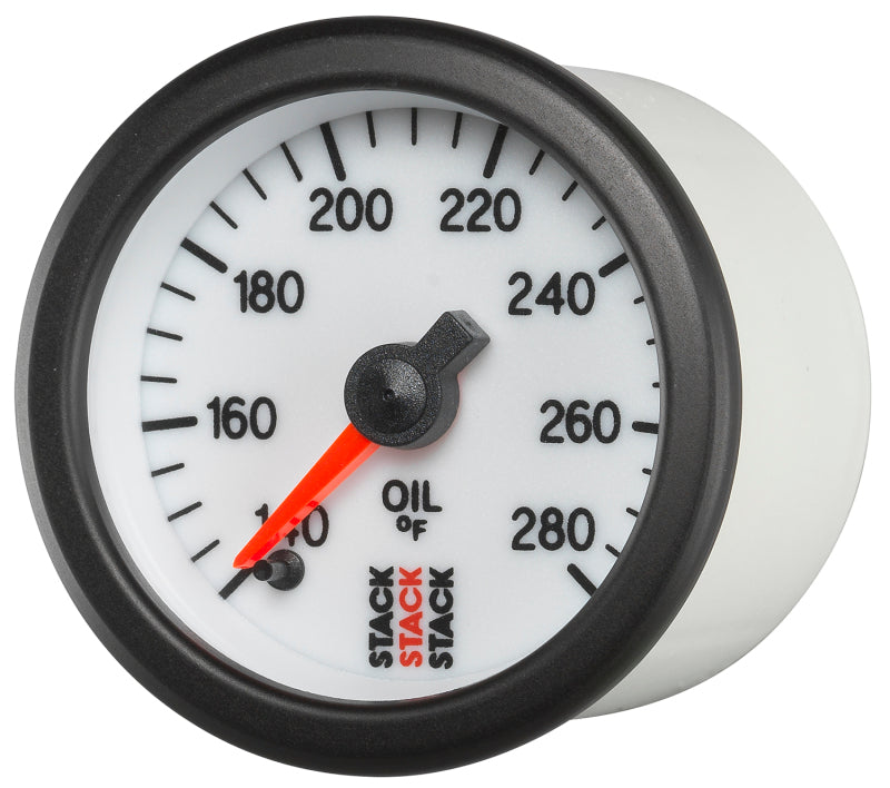 Autometer Stack 52mm 140-280 Deg F 1/8in NPTF Male Pro Stepper Motor Oil Temp Gauge - White-thumbmail-6