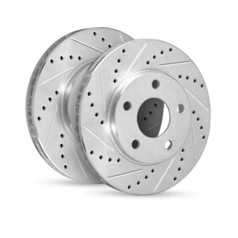R1 09-20 Nissan 370Z Front Left Drilled & Slotted Silver Brake Rotor-thumbmail-1
